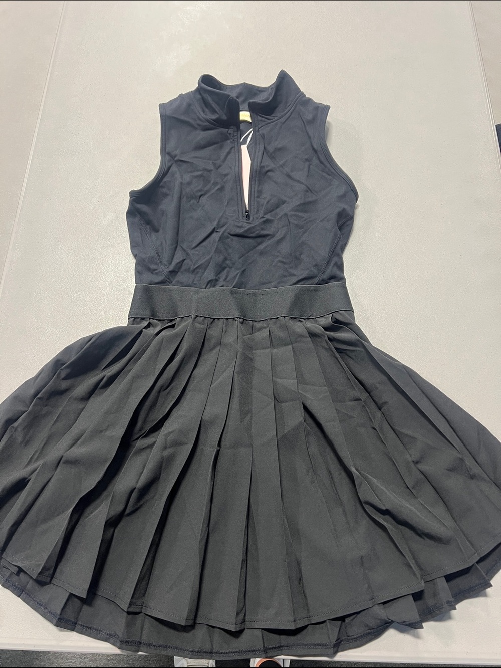 Sleeveless Black Pleated Skater Dress